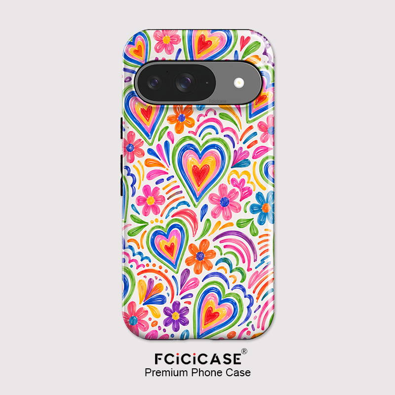 Google Pixel 9 - غطاء هاتف Fcicicase بتصميم قلب الحب