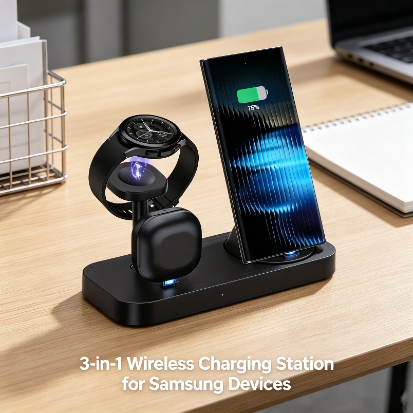 Wireless Charger Watch - شاحن لاسلكي 3 في 1 بملف