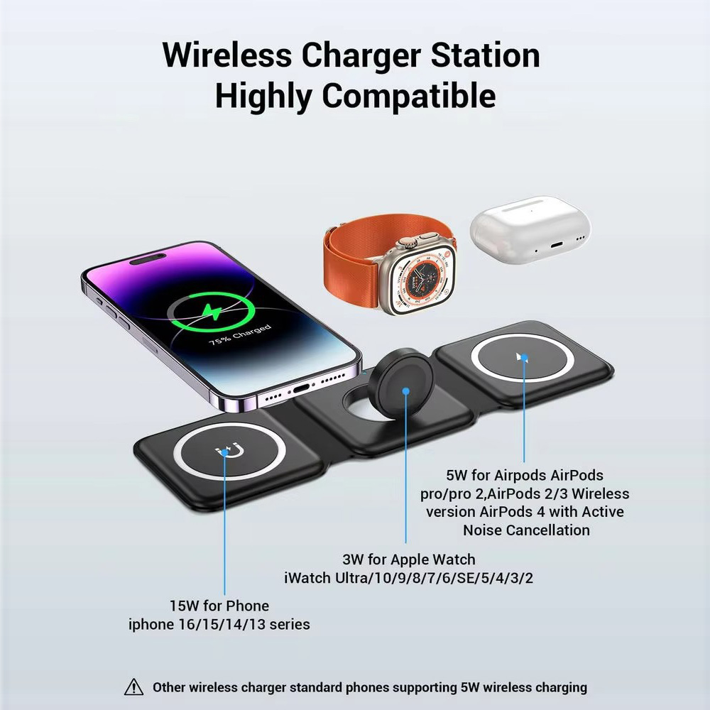 شاحن لاسلكي مغناطيسي 3 في 1 قا - مراجعة Wireless Charger Watch وسعره